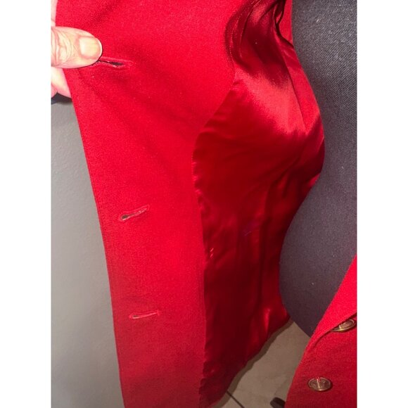 Vintage Ralph Lauren 3D CREST Red Designer Womens 12  Jacket Blazer Money Preppy - Picture 15 of 16